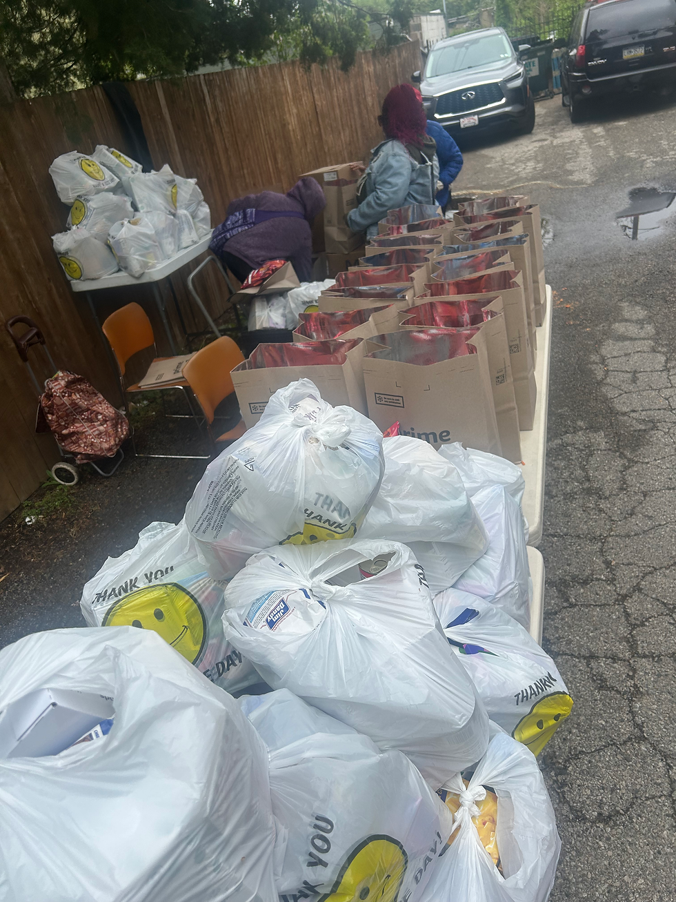 Image of food bags being prepared and ready to hand out