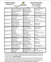 February Mazzola Menu