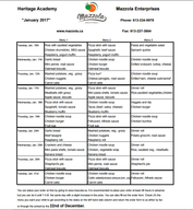 Mazzola Menu For January