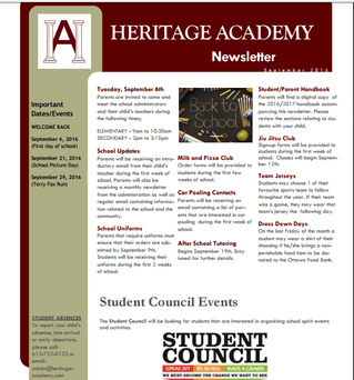 September 2016 Newsletter