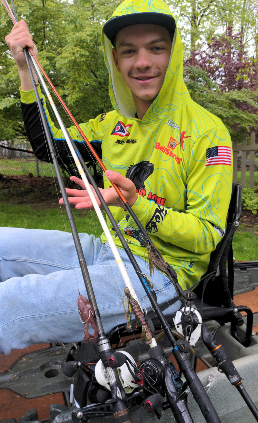 Bihary with his four setups that produced great results in the Plymouth, Indiana event with the Kayak Adventure Series.