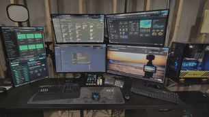 Computer studio setup with five monitors