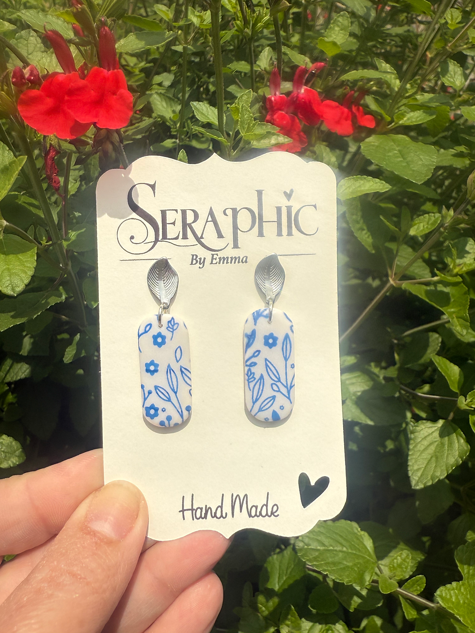 Thumbnail: Painted Blue Droplet Earrings 
