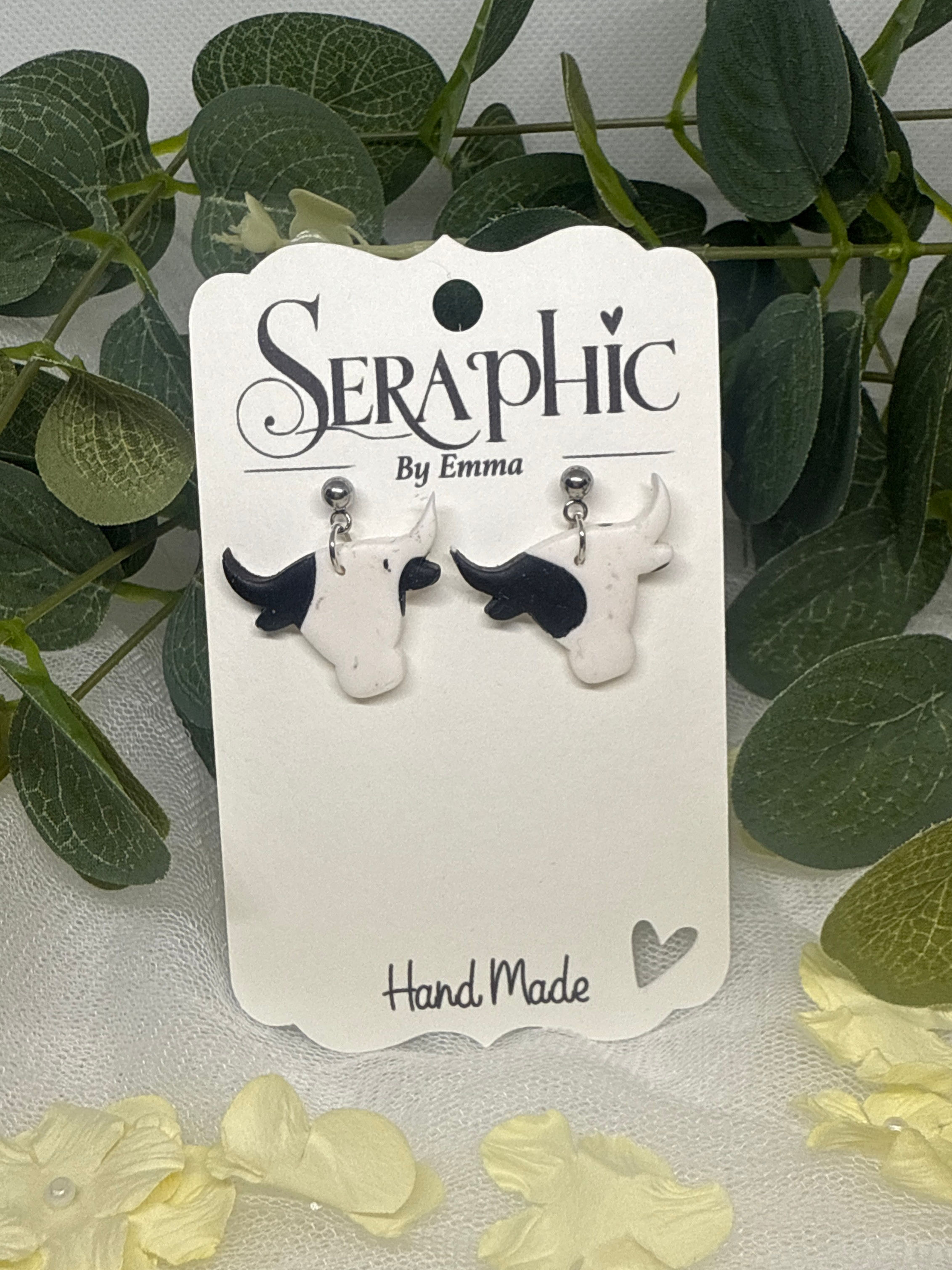 Horned Cow Earrings