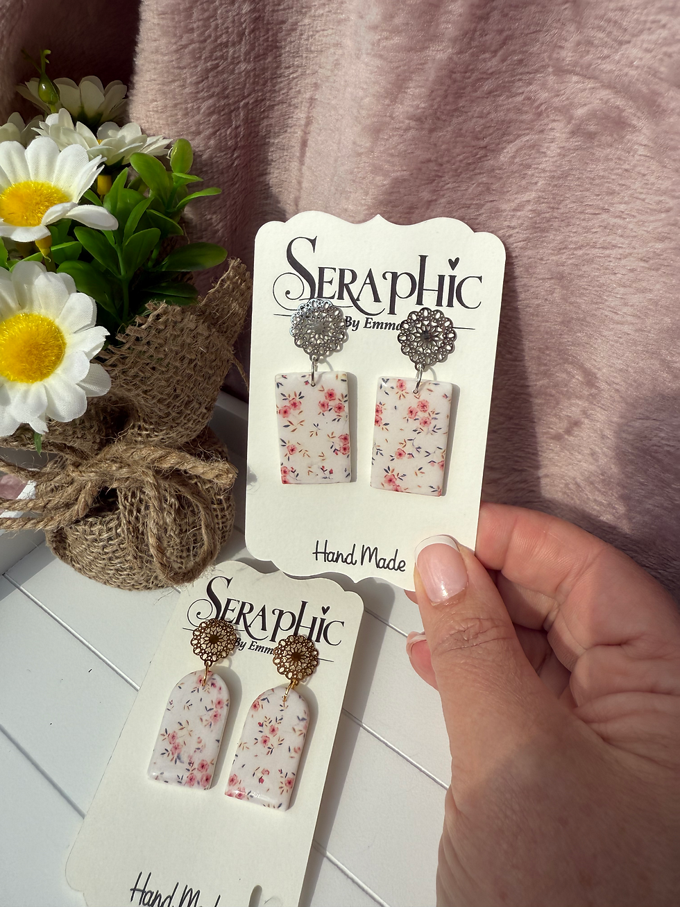 Thumbnail: Flower Print Earrings 