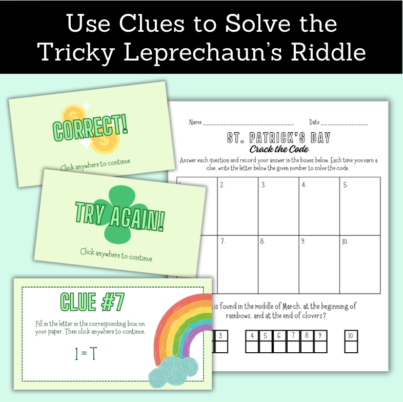 Thumbnail: Editable St. Patrick's Day Crack the Code Design Your Own Game Digital Resource