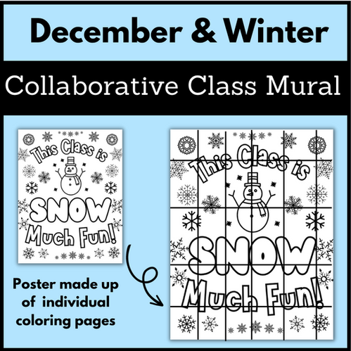 December Winter Collaborative Class Mural Poster Decor Display Color ...
