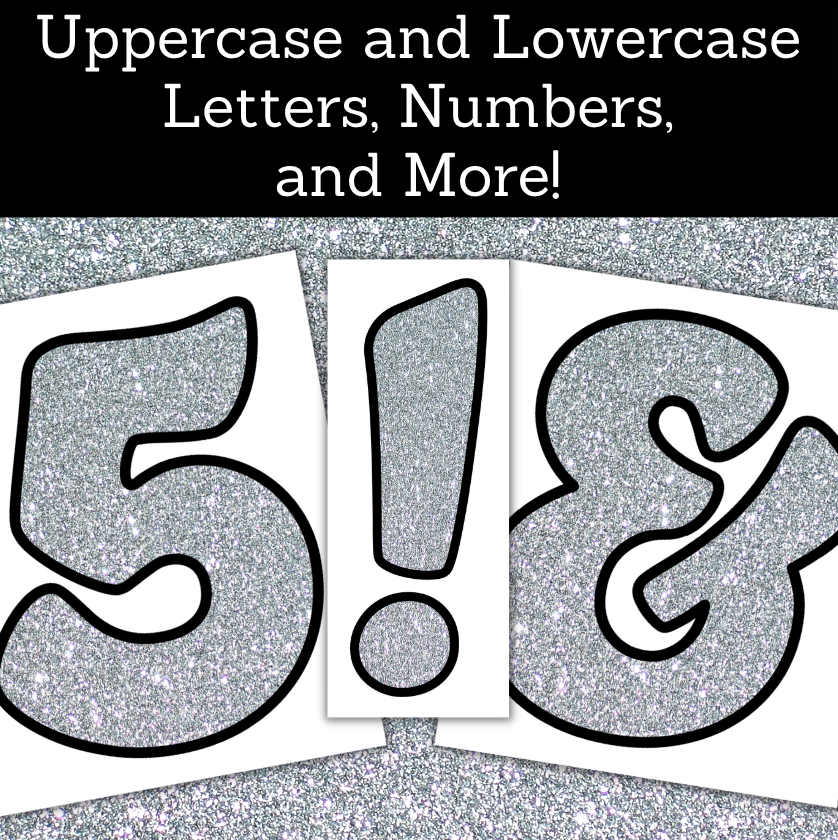 Thumbnail: Silver Glitter Bulletin Board Decor Printable Letters