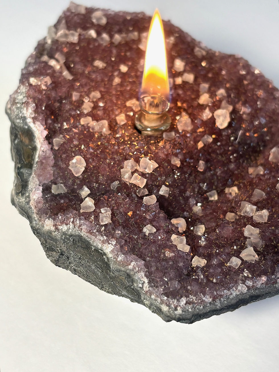 Thumbnail: Purple Amethyst Crystal Oil-Burning Candle - small