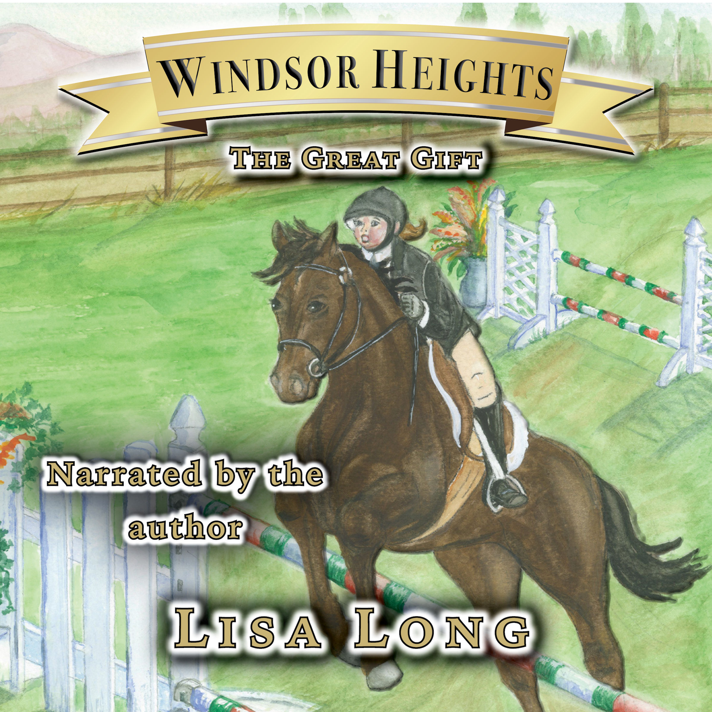 girl riding horse jumping over obstacles at an equestrian setting the horse is brown the girl is wearing helmet