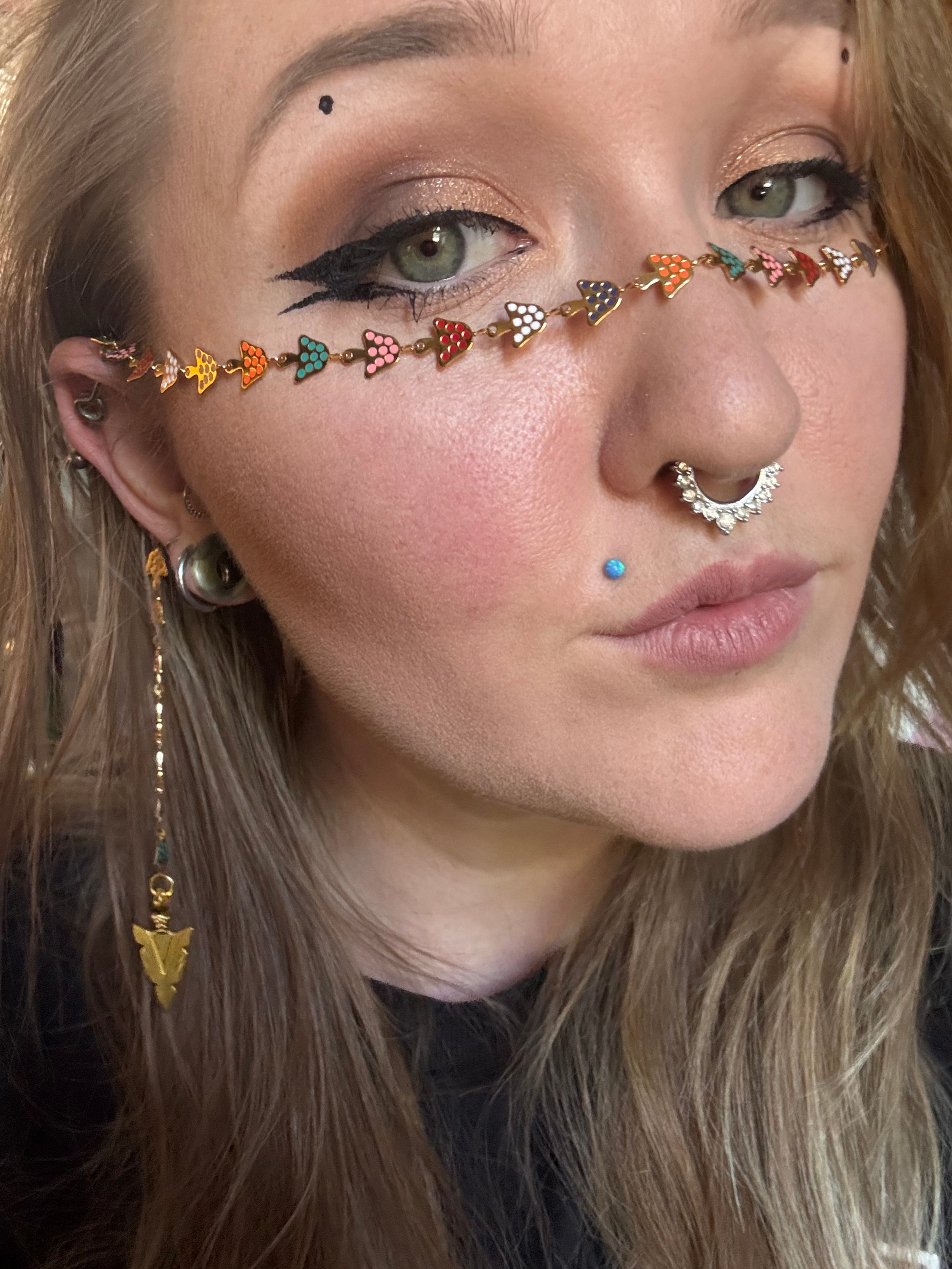 Multi Color Gold Mushroom Face Chain