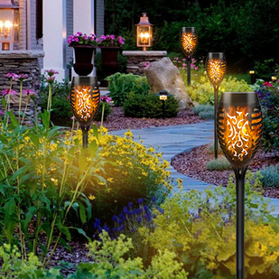 CNMTCCO Solar Flickering Flame Lights - 6 Pack Outdoor Garden Solar Lights, Waterproof Torch Landscape Lighting for Patio, Pathways, Lawn, Yard Decoration