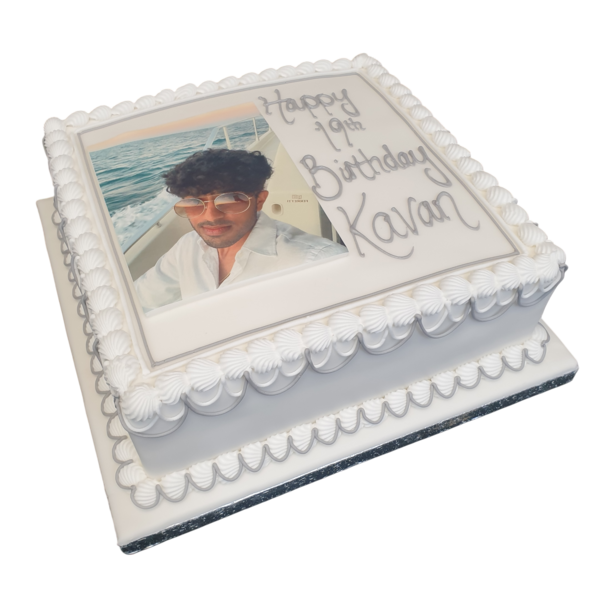 A 12" square edible photo cake perfect for special occasions and celebrations, customised with your chosen image or design. Perfect for adding a personal touch to your event.