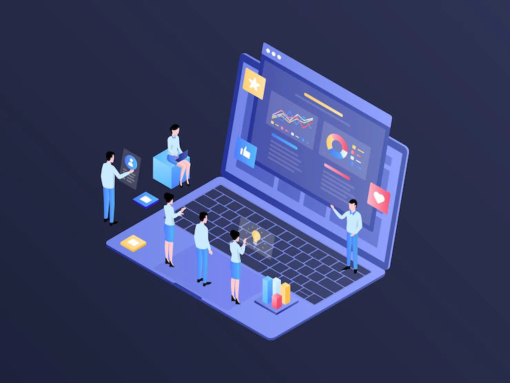 business-pitching-isometric-illustration-dark-gradient-suitable-mobile-app-website-banner-