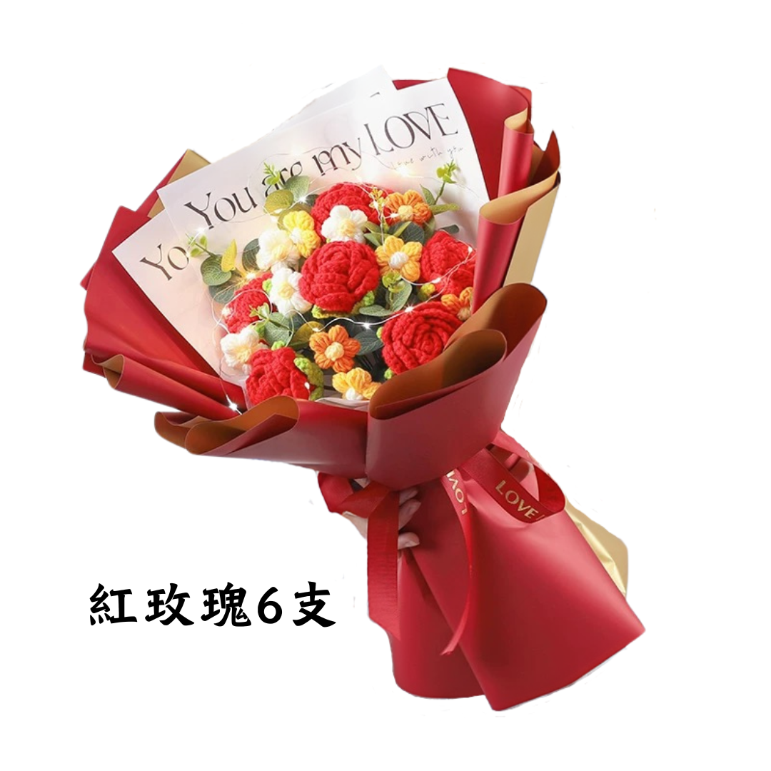 手工編織花束 - 玫瑰6支