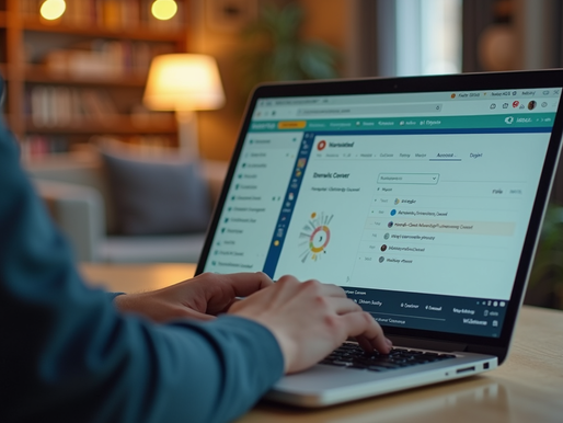 Hands on a keyboard on laptop with monitor on