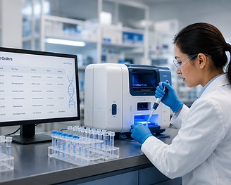 genetic researcher in a lab