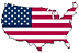 Icon outline of USA map with flag colors