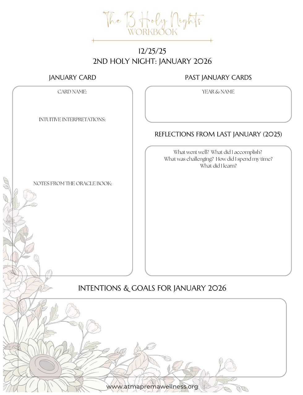 13 Holy Nights Reflection Page Example