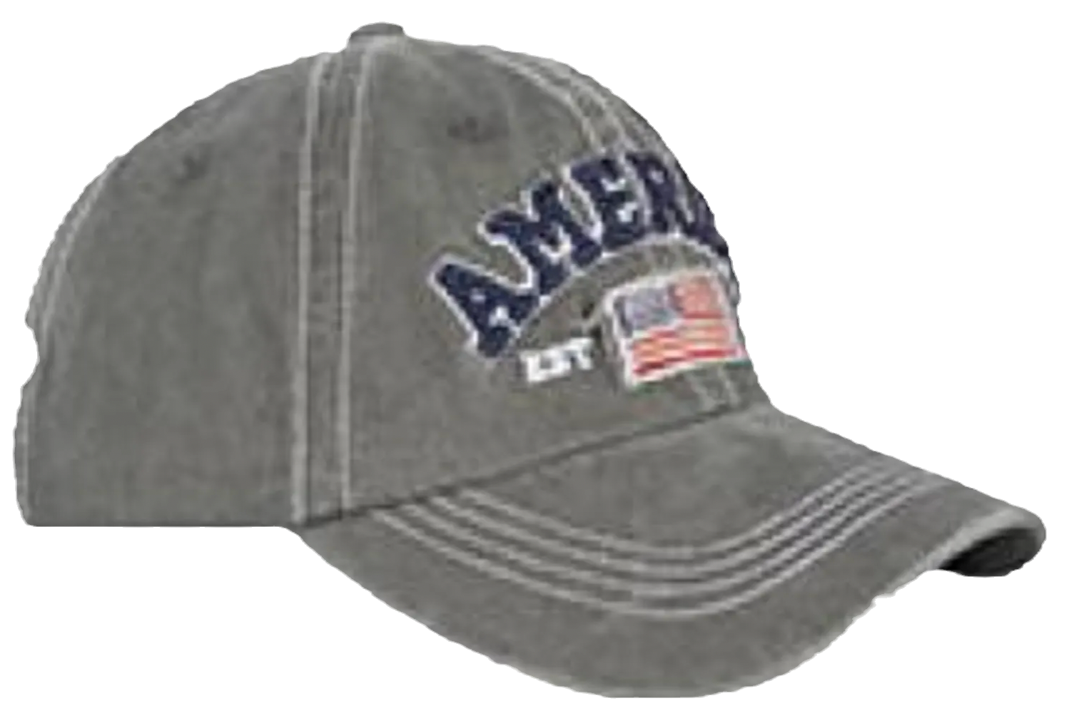 Embroidered USA American Flag Est. 1776.  Adjustable Baseball Hat Cap Gray