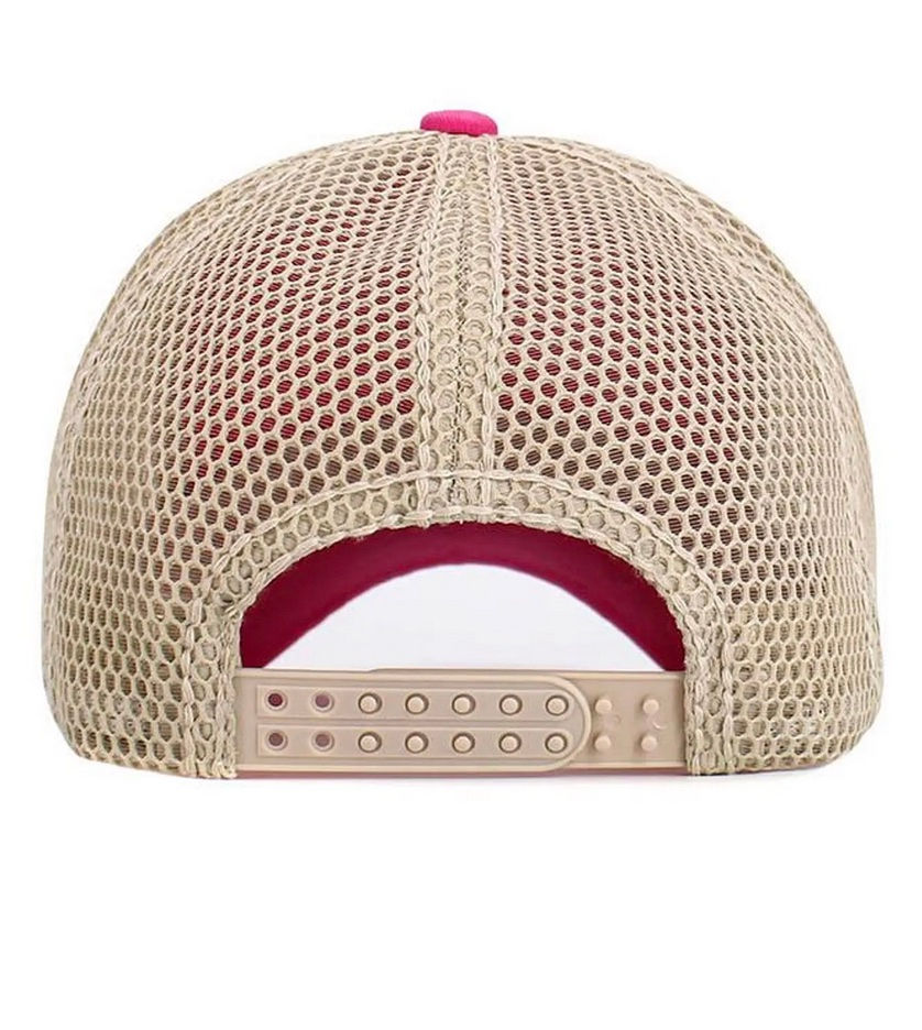Thumbnail: American Usa Flag Patch Mesh Back Trucker Hat (Pink)
