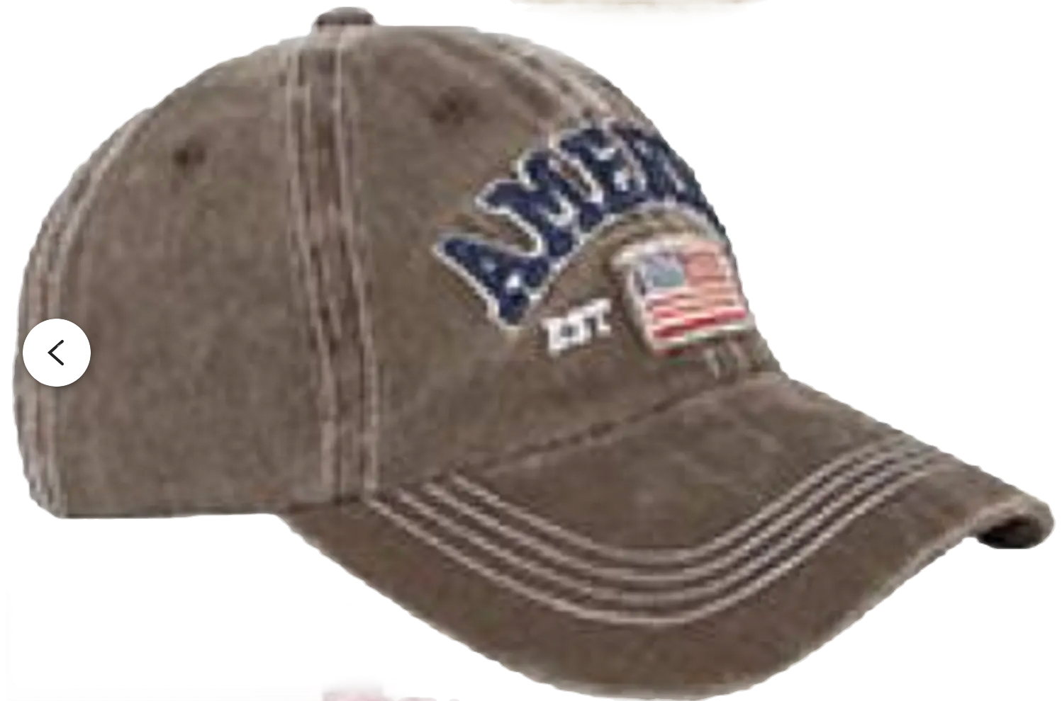 Embroidered USA American Flag Est. 1776.  Adjustable Baseball Hat Cap Brown