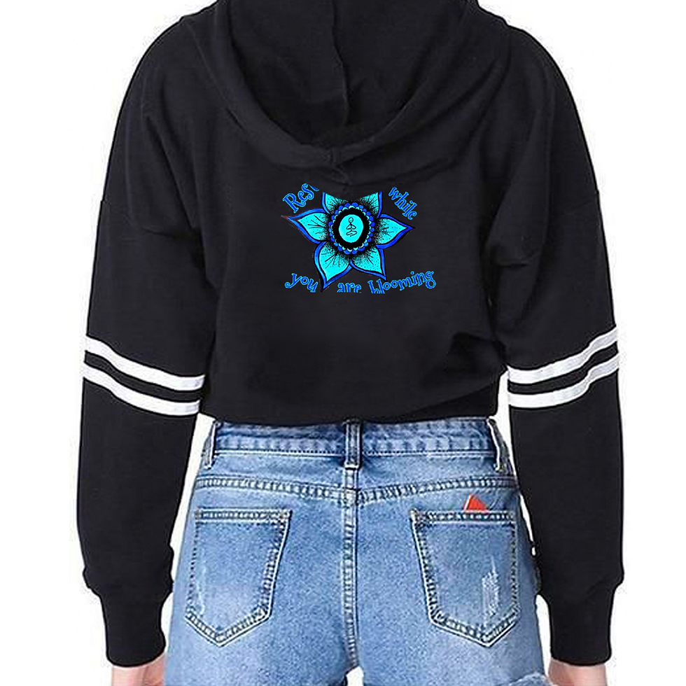 Rest gently Women's Long Sleeve Black Cotton Crop Hoodie