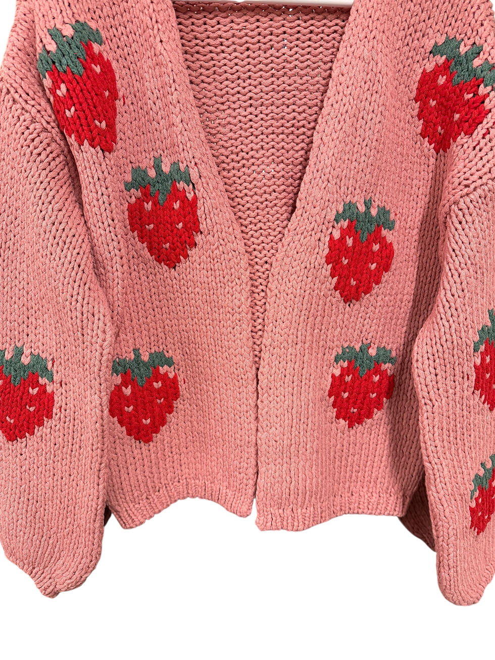 Thumbnail: Ex Next Strawberry Cardigan Chunky Pink RRP £48 Size XS 4 6 8 Cotton Oversize 🍓