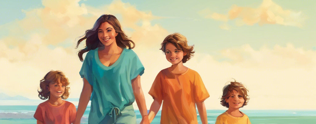 Woman, teenage girl, kid boy, toddler boy walking in ocean colors.jpg