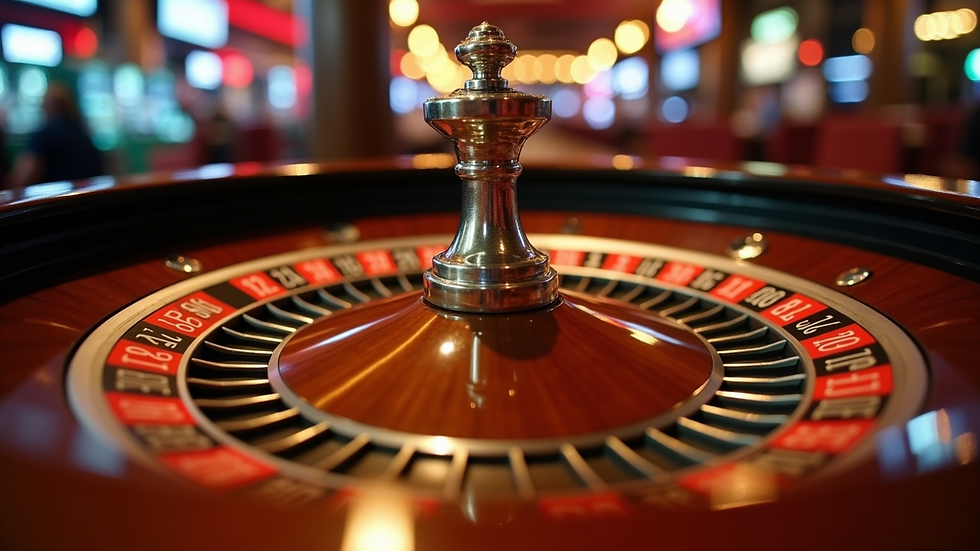 Close-up view of a roulette wheel spinning in a live casino