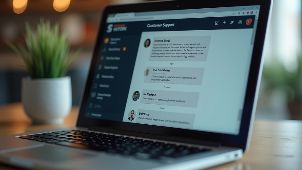 Close-up view of a customer support chat window on a laptop