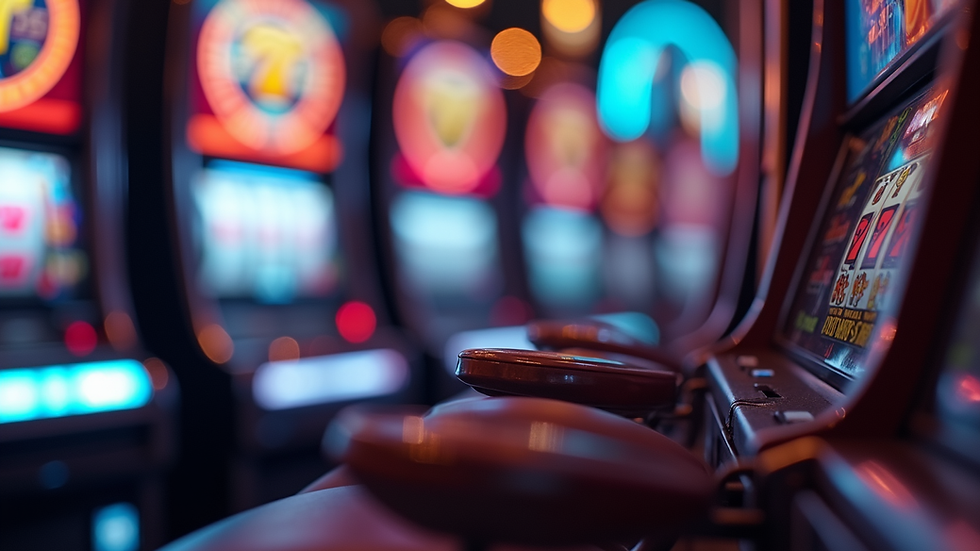 Close-up view of slot machine reels spinning