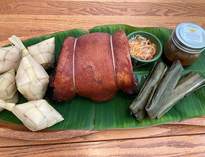 cebu lechon belly with puso and budbud