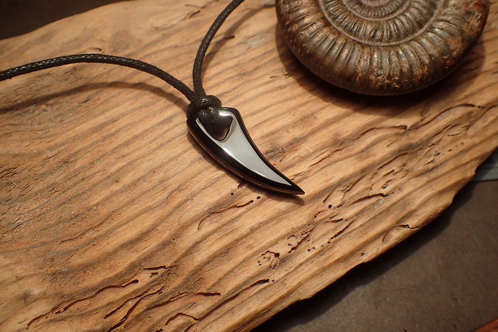 Thumbnail: Whitby Jet Mens Wolfs tooth Pendant