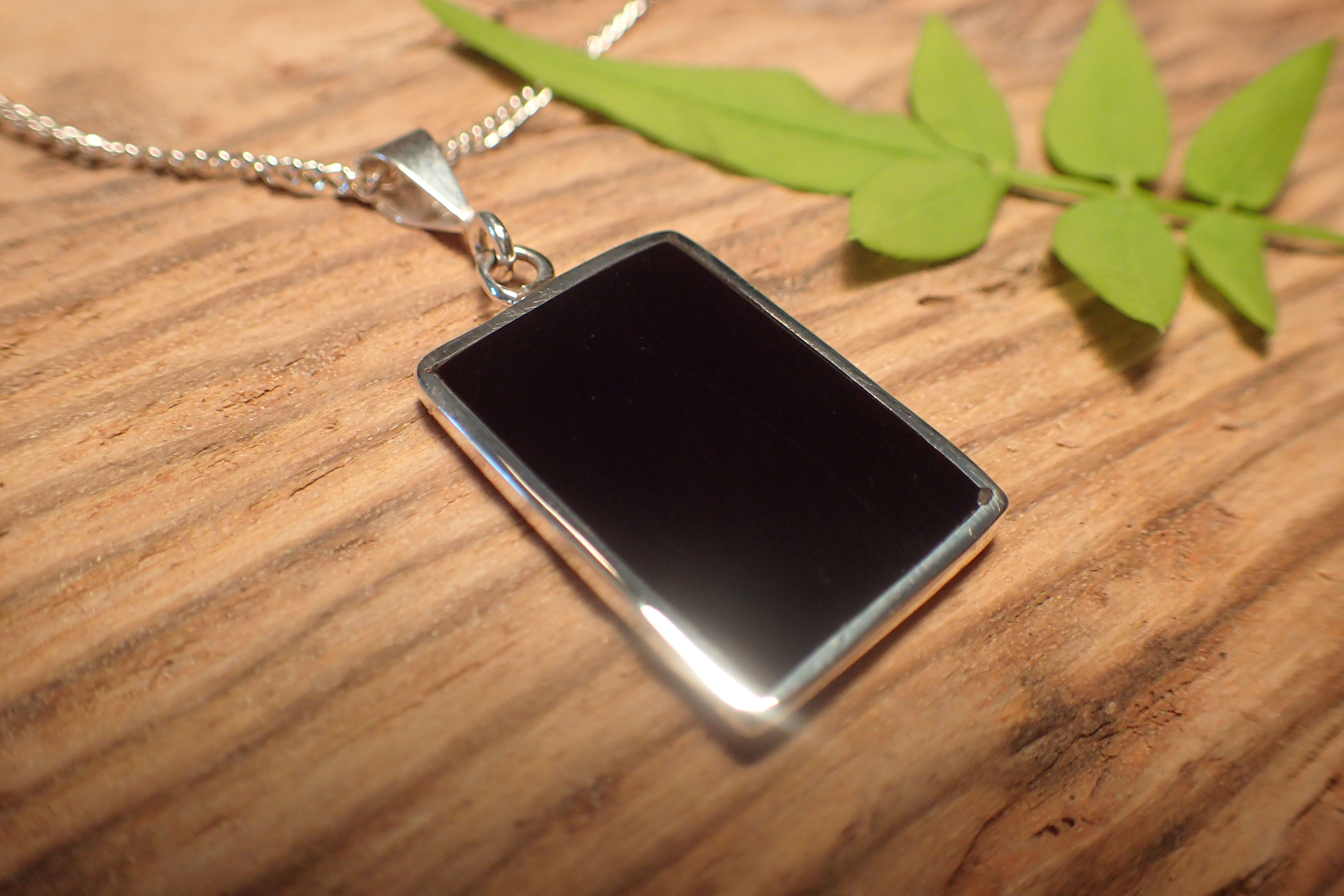 Solid Silver and Jet Pendant