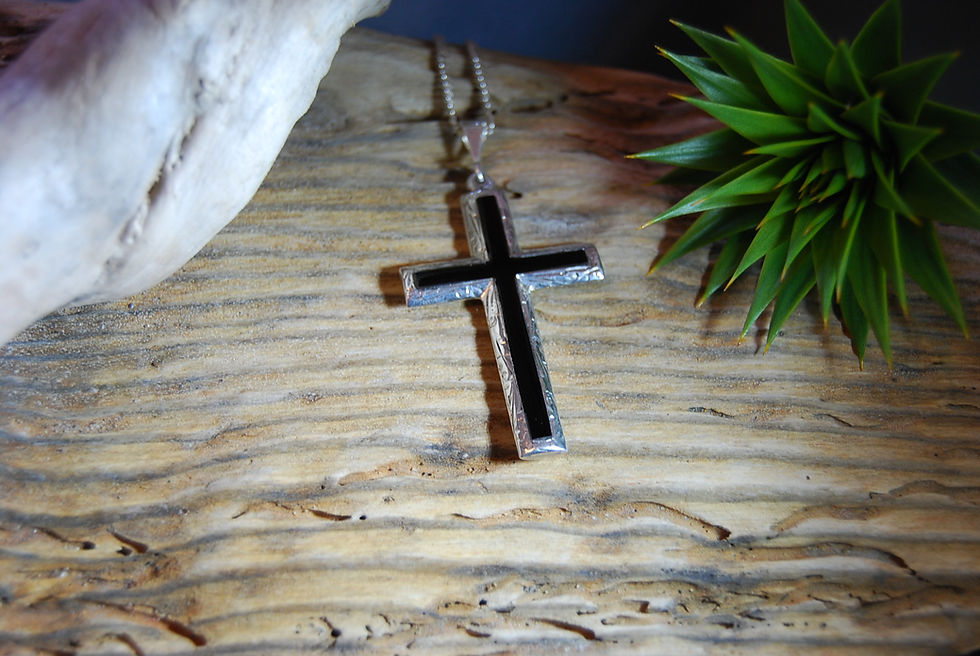 Thumbnail: Vintage Ornate Style Whitby Jet Cross