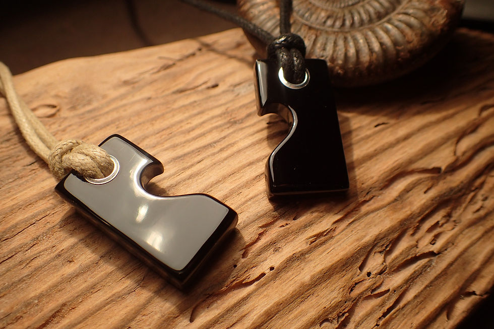 Thumbnail: HIs and Hers Whitby Jet Pendants