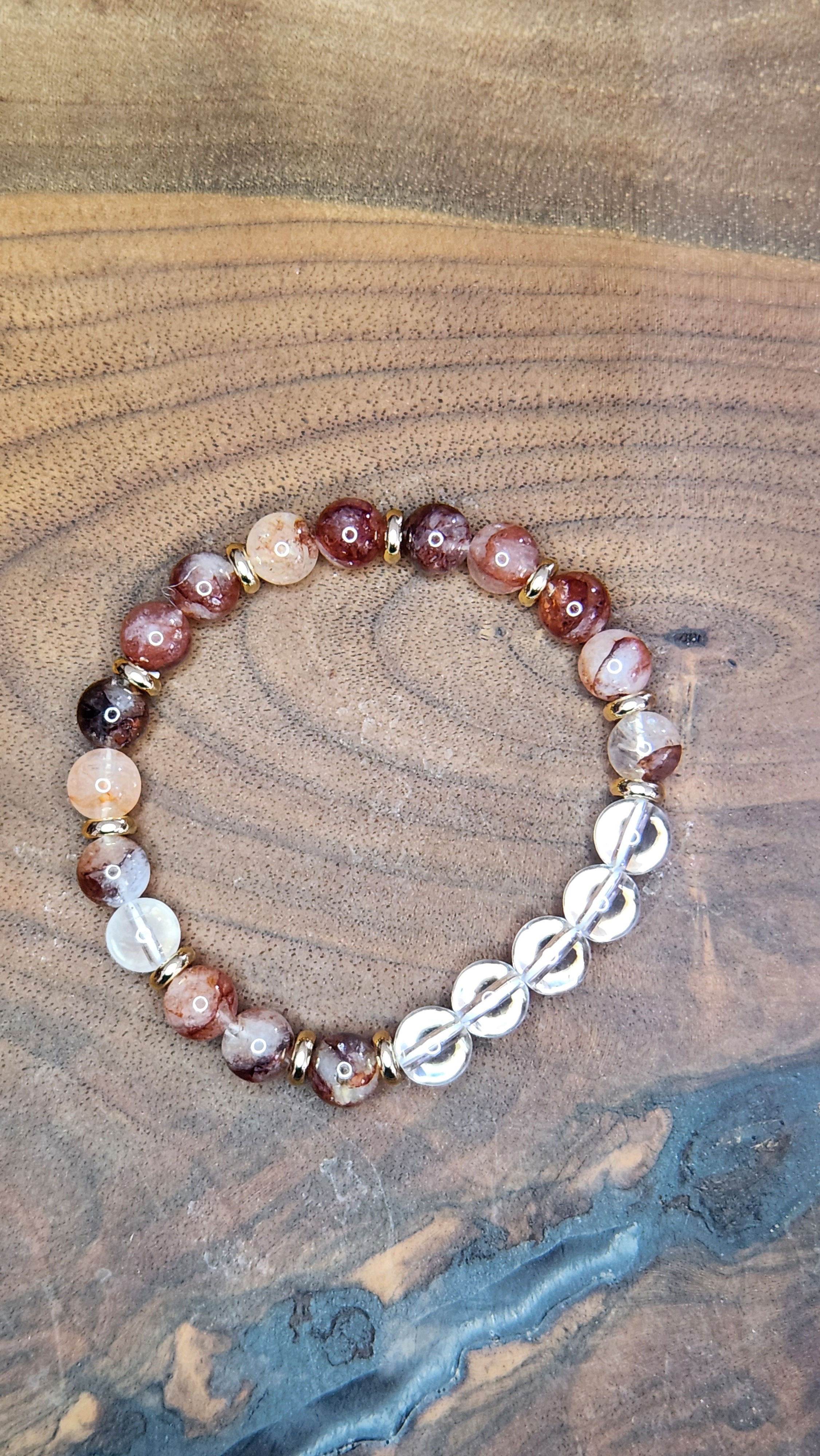 8mm Bracelet created with Fire Quartz   Quartz & 14K Gold Spacer Beads