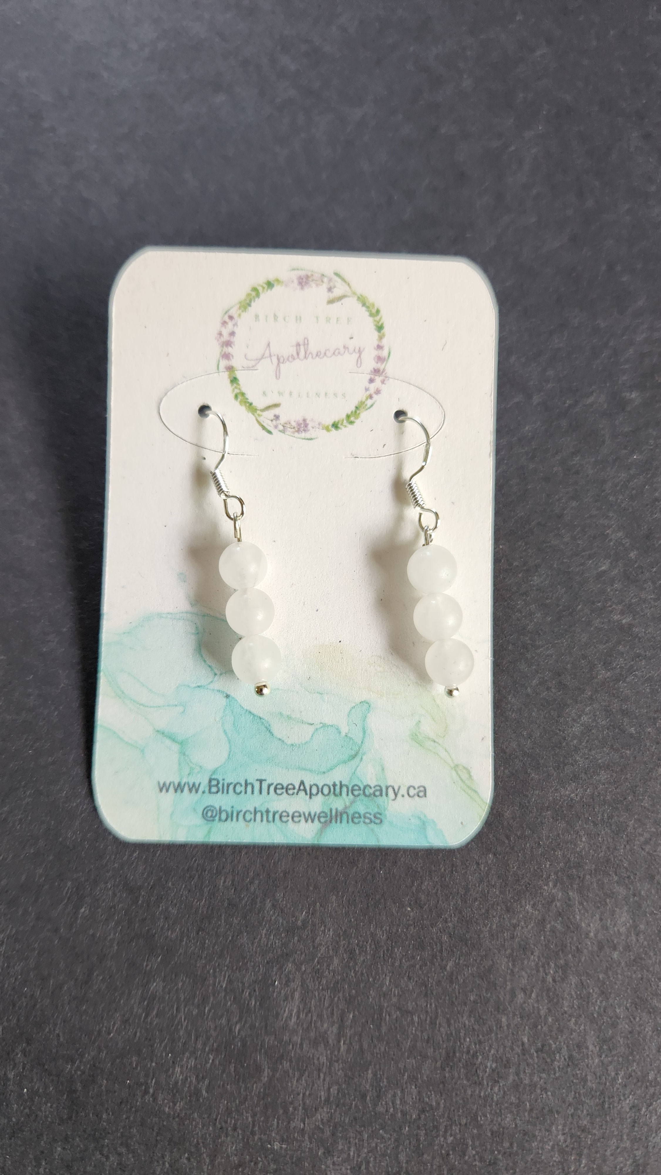 White Jade Bead Earrings 