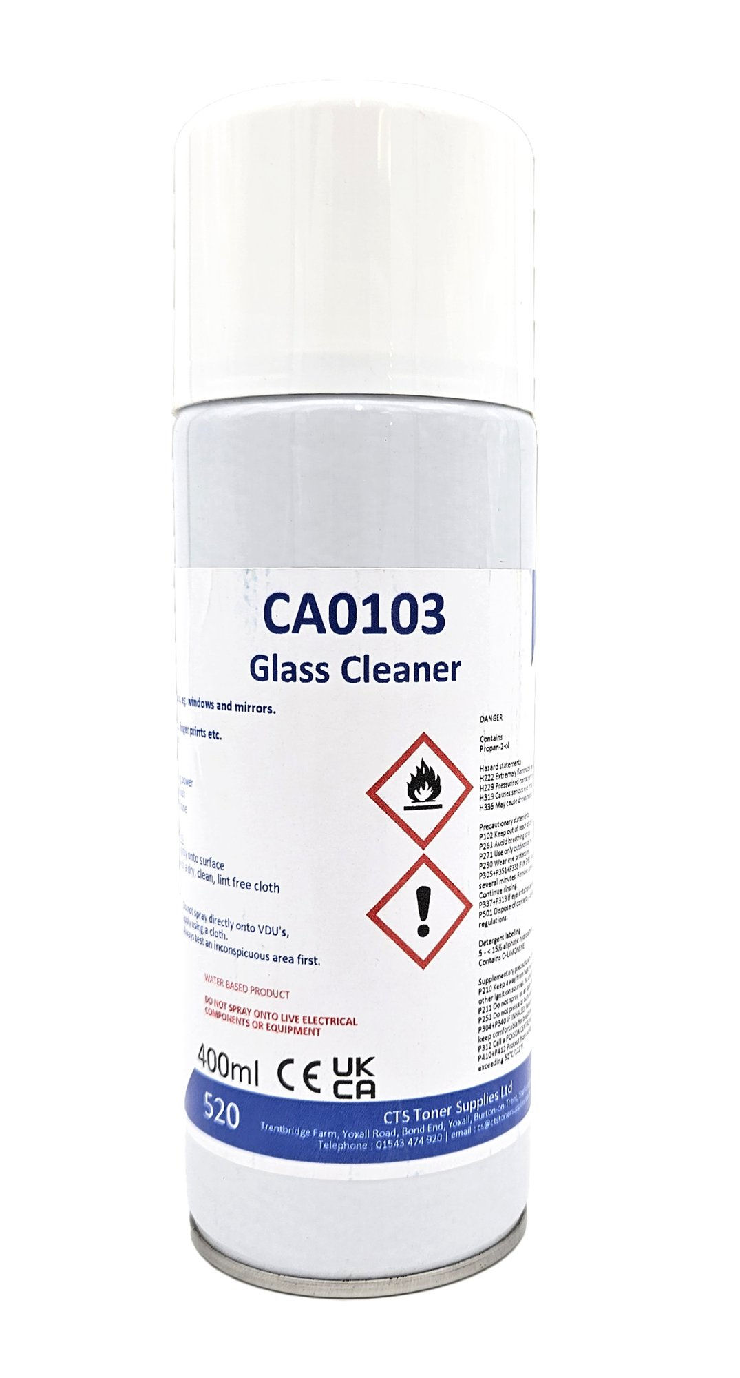 Glass and Mirror Cleaner 400ml Aerosol Single