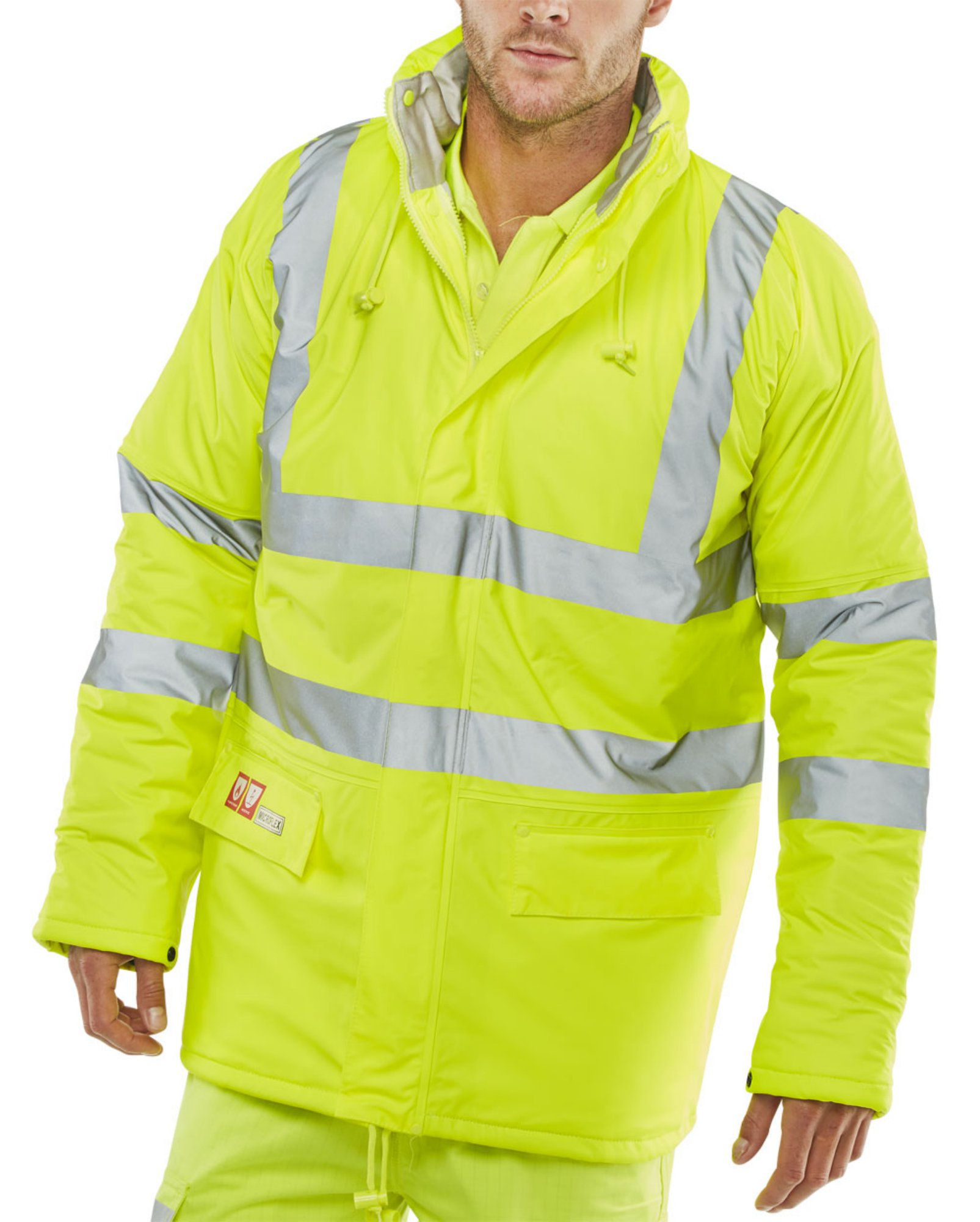 Beeswift Fire Retardant Hi-Vis Anti-static Padded Jacket Saturn Yellow 2XL