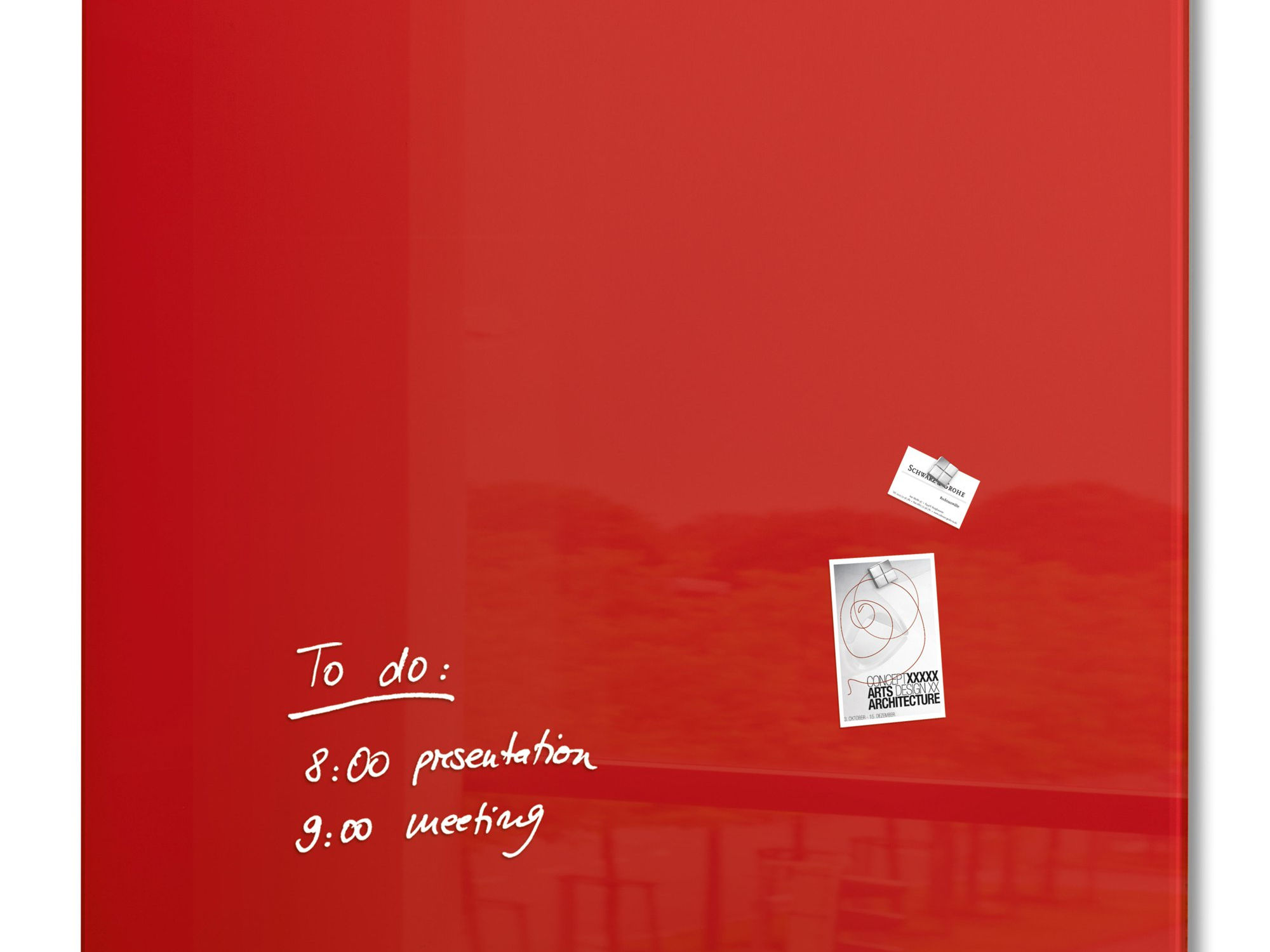 Artverum Wall Mounted Magnetic Glass Board 1000x1000x18mm Red