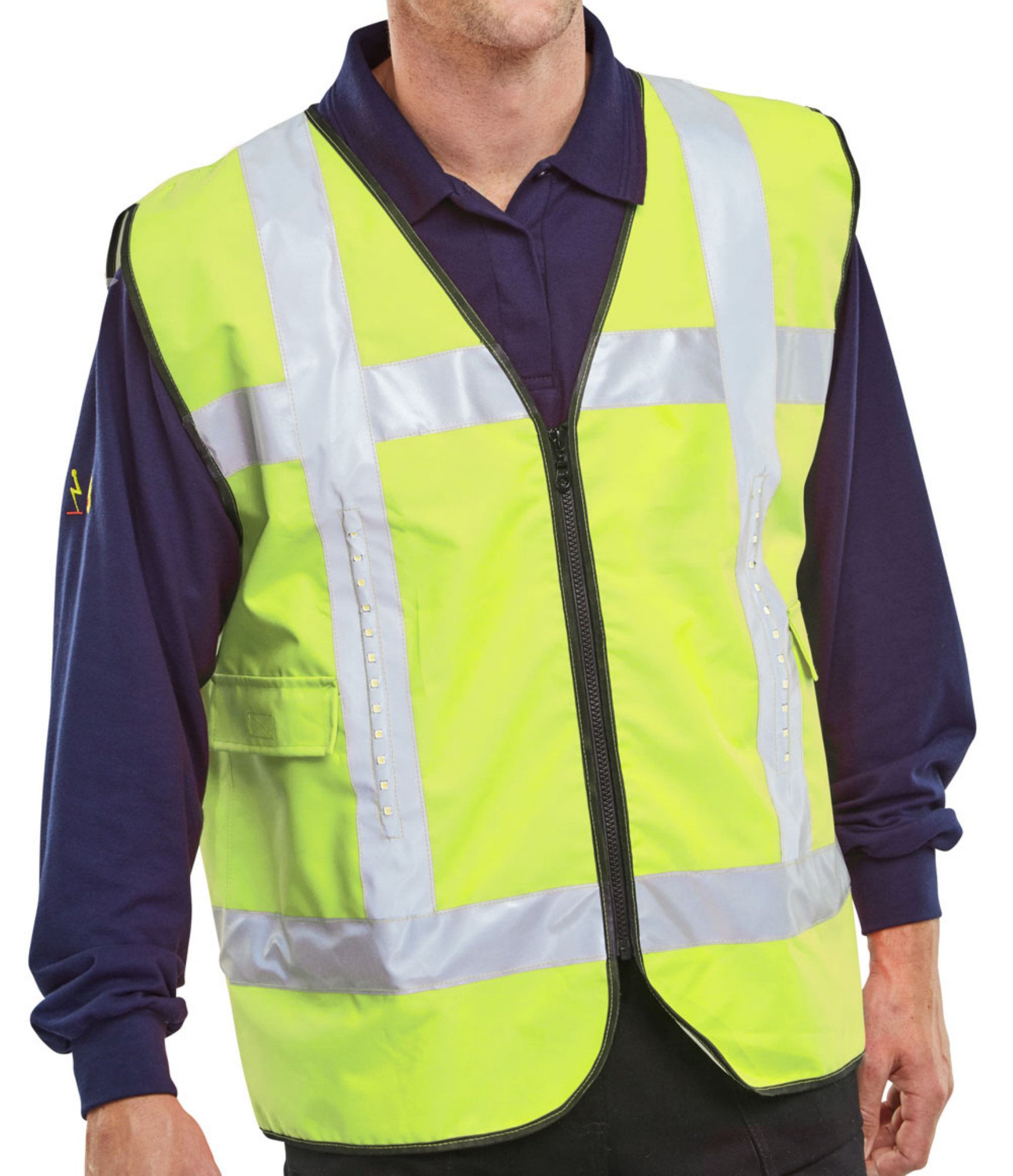 Light Vest Safety Basic Front Light C/W Pockets Saturn Yellow L/XL