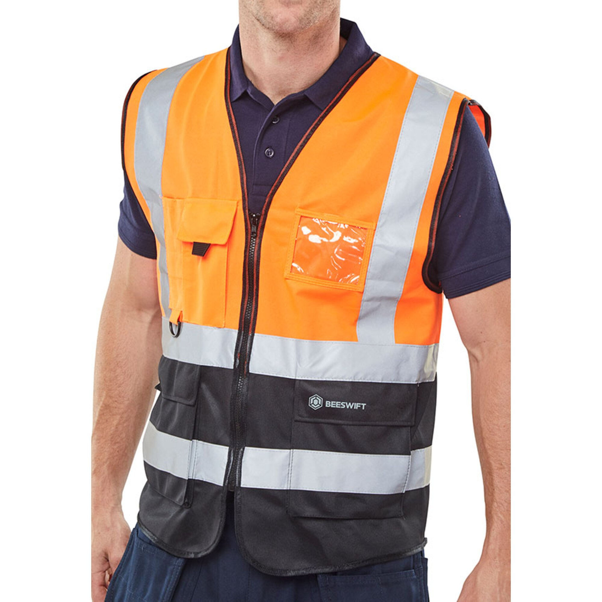 Beeswift Hi-Vis Two Tone Executive Waistcoat Orange/Black M