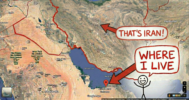 Iran/Abu Dhabi proximity map image