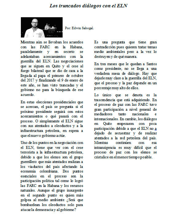 Los truncados diálogos con el ELN