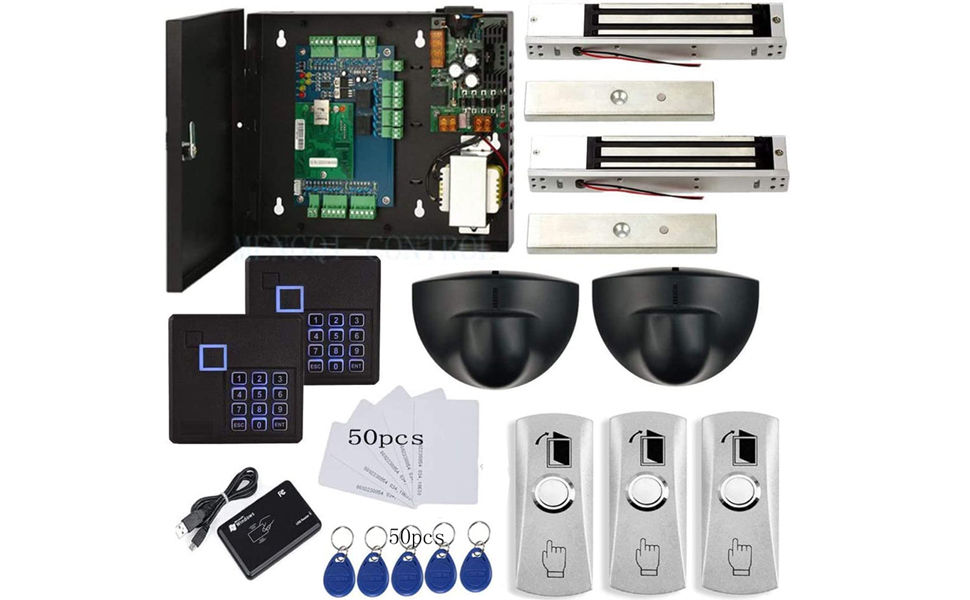 Thumbnail: Magnetic Lock Exit Motion Sensor 2 Doors TCP/IP Access Control System Kit