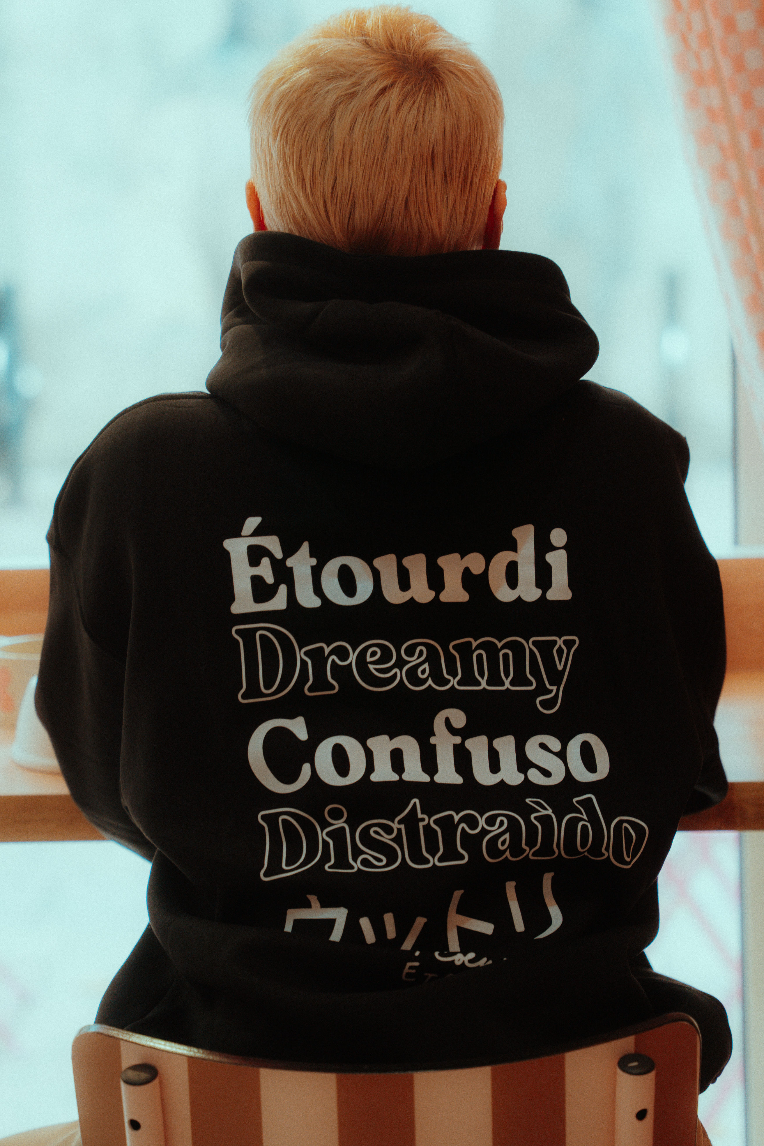 Hoodie oversize noir/blanc