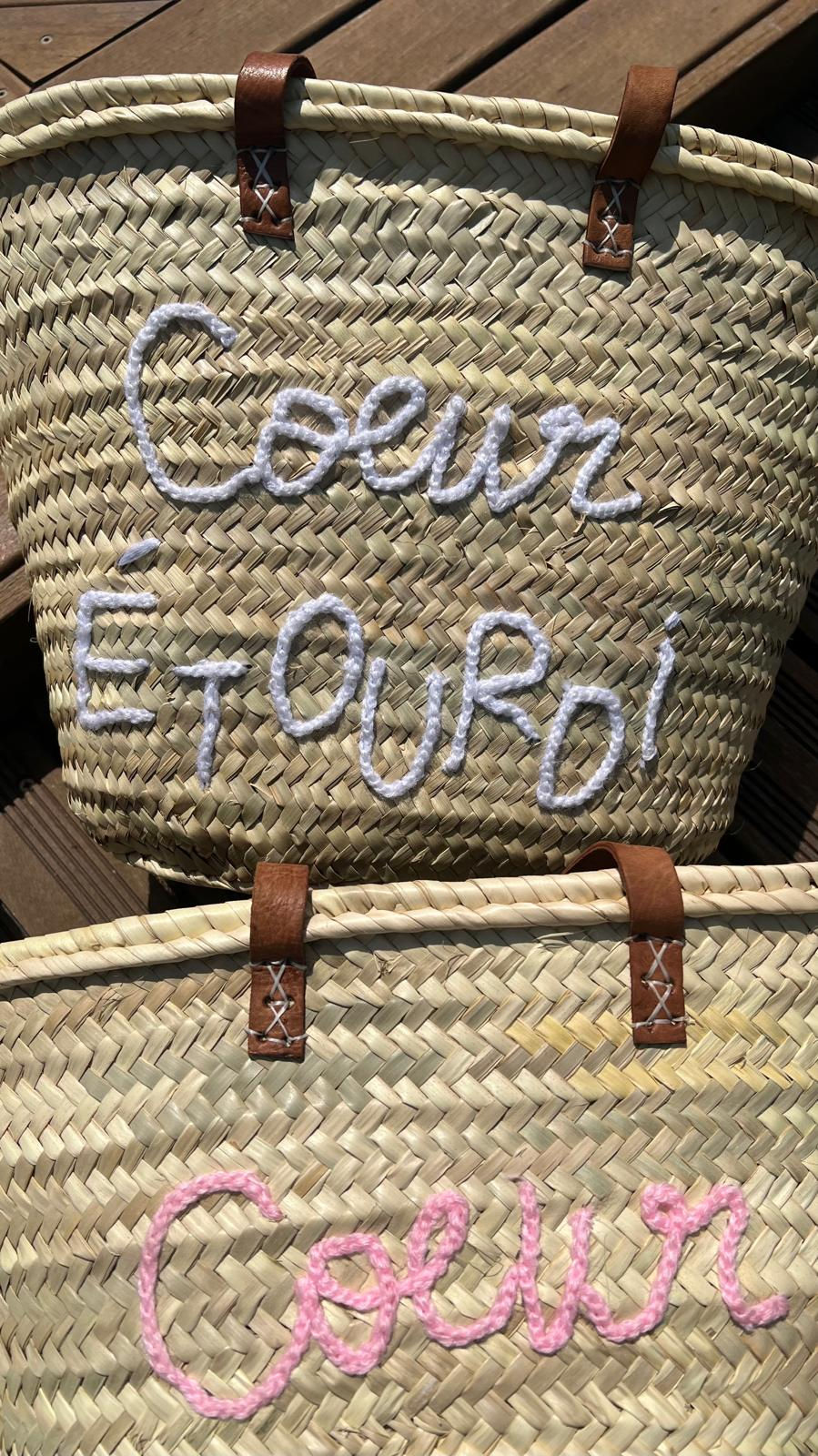 Miniature : Panier raphia/cuir