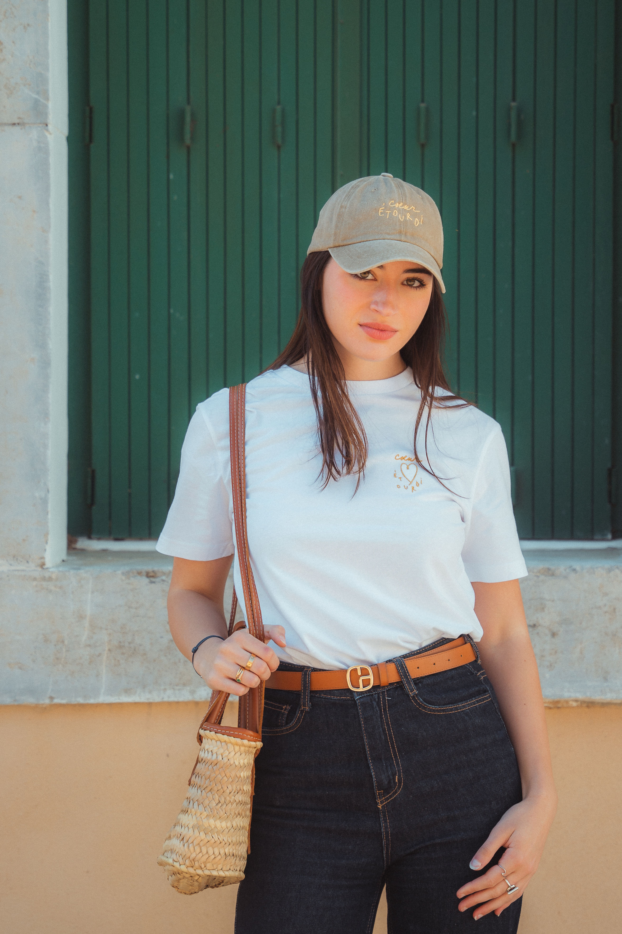 Casquette kaki brodée dorée